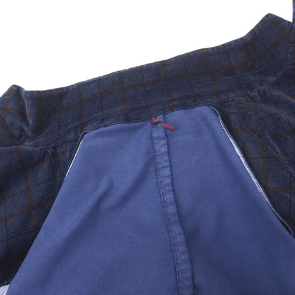 【中古】サンタニエッロ SANTANIELLO ストレッチ コットン チェック 2B カジュアルジャケット ネイビーxブラウン【 52 】【 状態ランクB 】【 メンズ 】