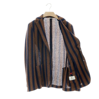 【中古】マニュエル リッツ MANUEL RITZ コットンポリエステルジャージー ストライプ ジャケット ネイビーxオレンジブラウン【 52 】【 状態ランクB 】【 メンズ 】