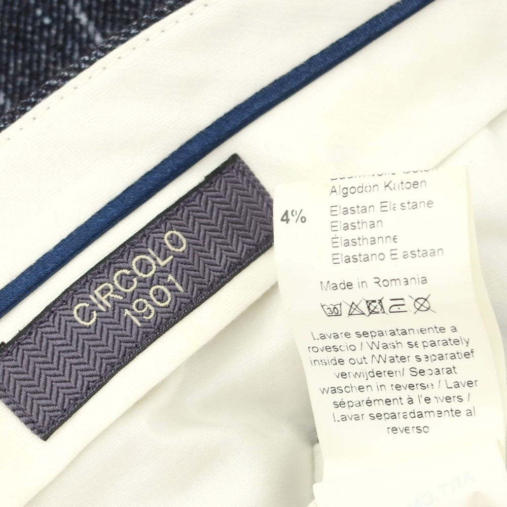 【中古】チルコロ1901 CIRCOLO 1901 ジャージーコットン ストライプ スラックスパンツ ネイビー【 52 】【 状態ランクD 】【 メンズ 】
