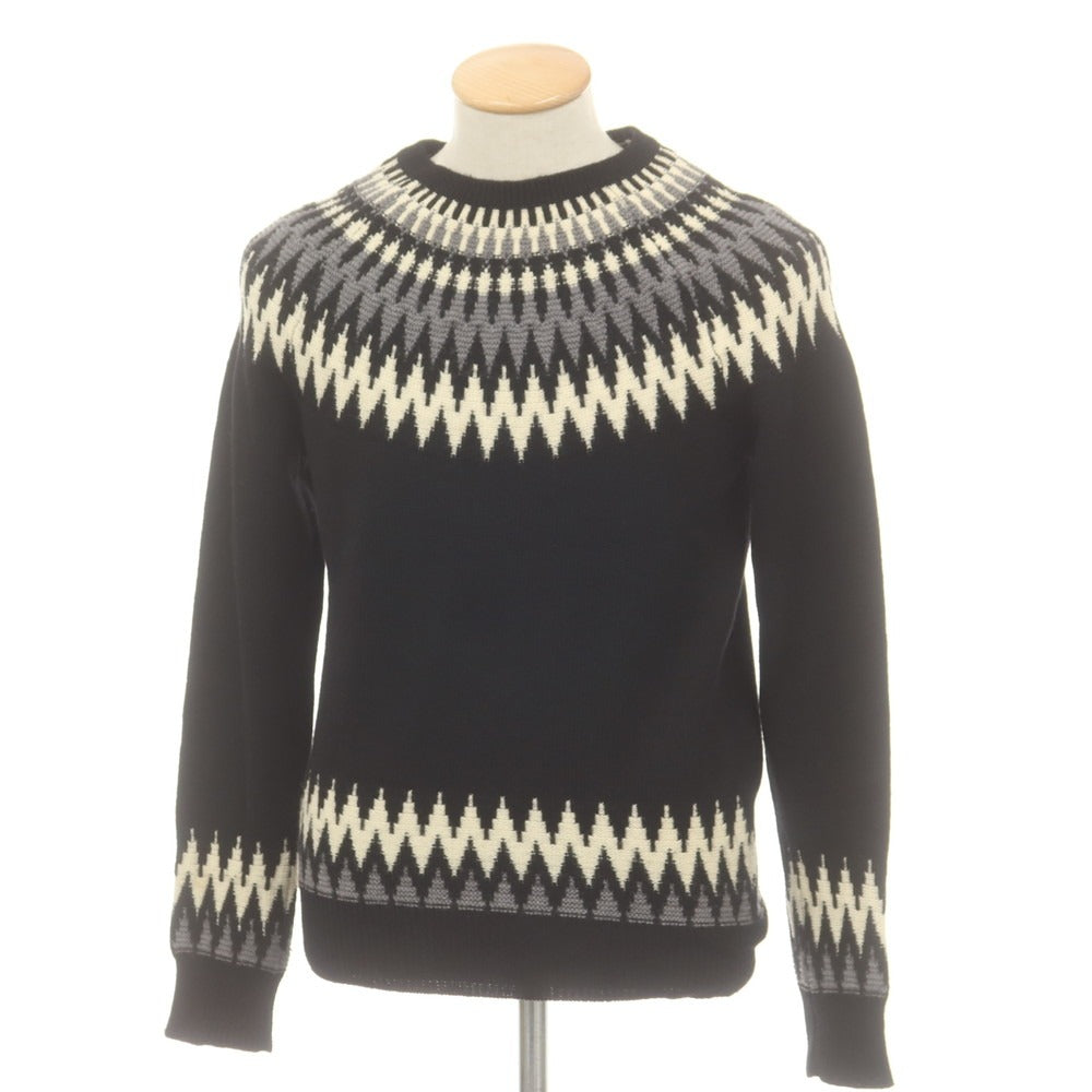 【中古】ウノピュウノウグァーレトレ 1piu1uguale3 ウール ノルディック柄 クルーネック プルオーバーニット ブラック【 3 】【 状態ランクC 】【 メンズ 】