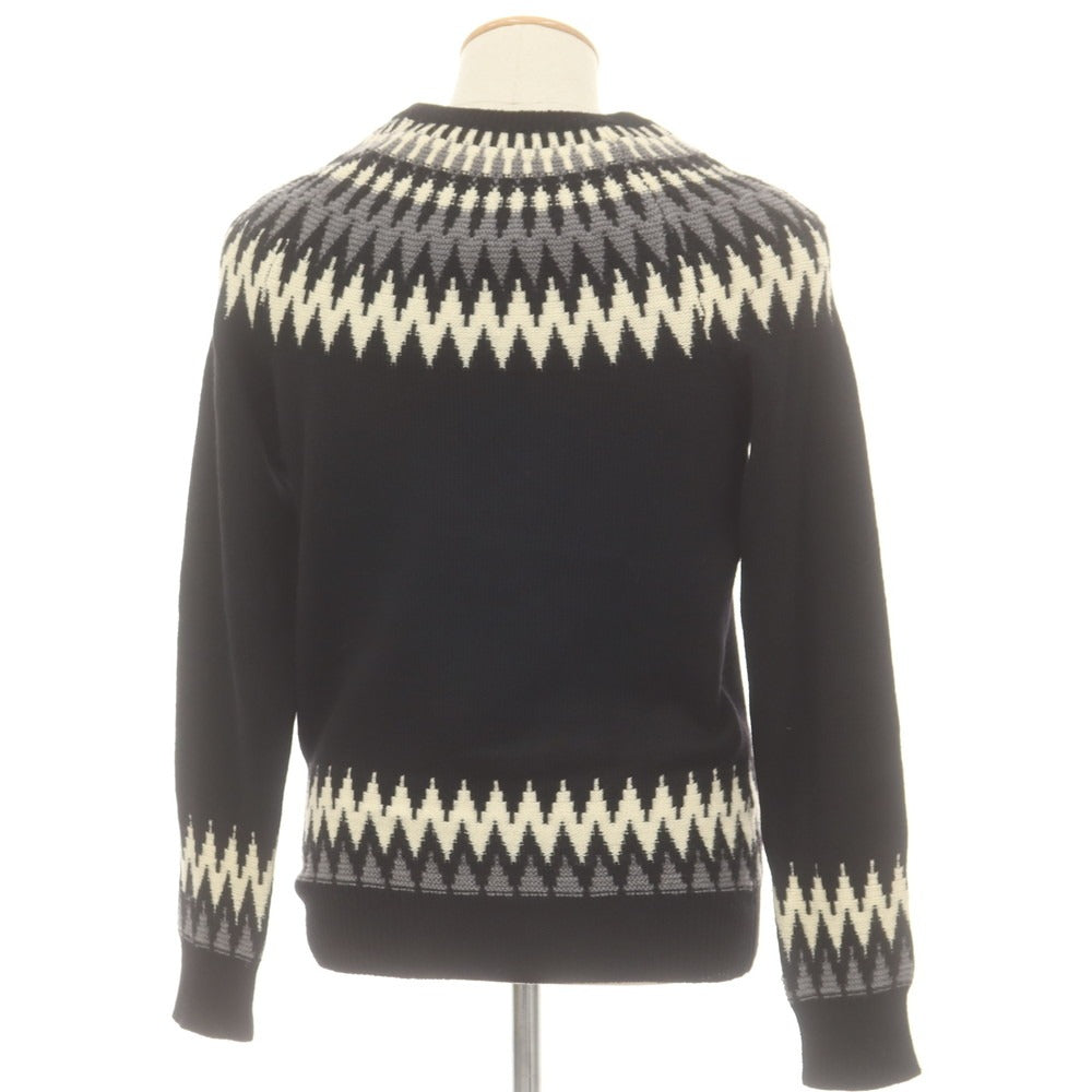 【中古】ウノピュウノウグァーレトレ 1piu1uguale3 ウール ノルディック柄 クルーネック プルオーバーニット ブラック【 3 】【 状態ランクC 】【 メンズ 】