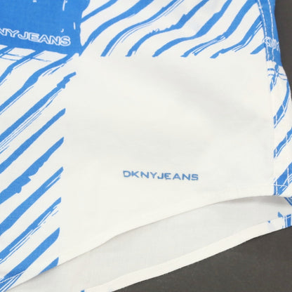 【中古】ディーケーエヌワイジーンズ DKNY JEANS ストレッチ コットン 半袖シャツ ホワイトxブルー【 S 】【 状態ランクB 】【 メンズ 】
