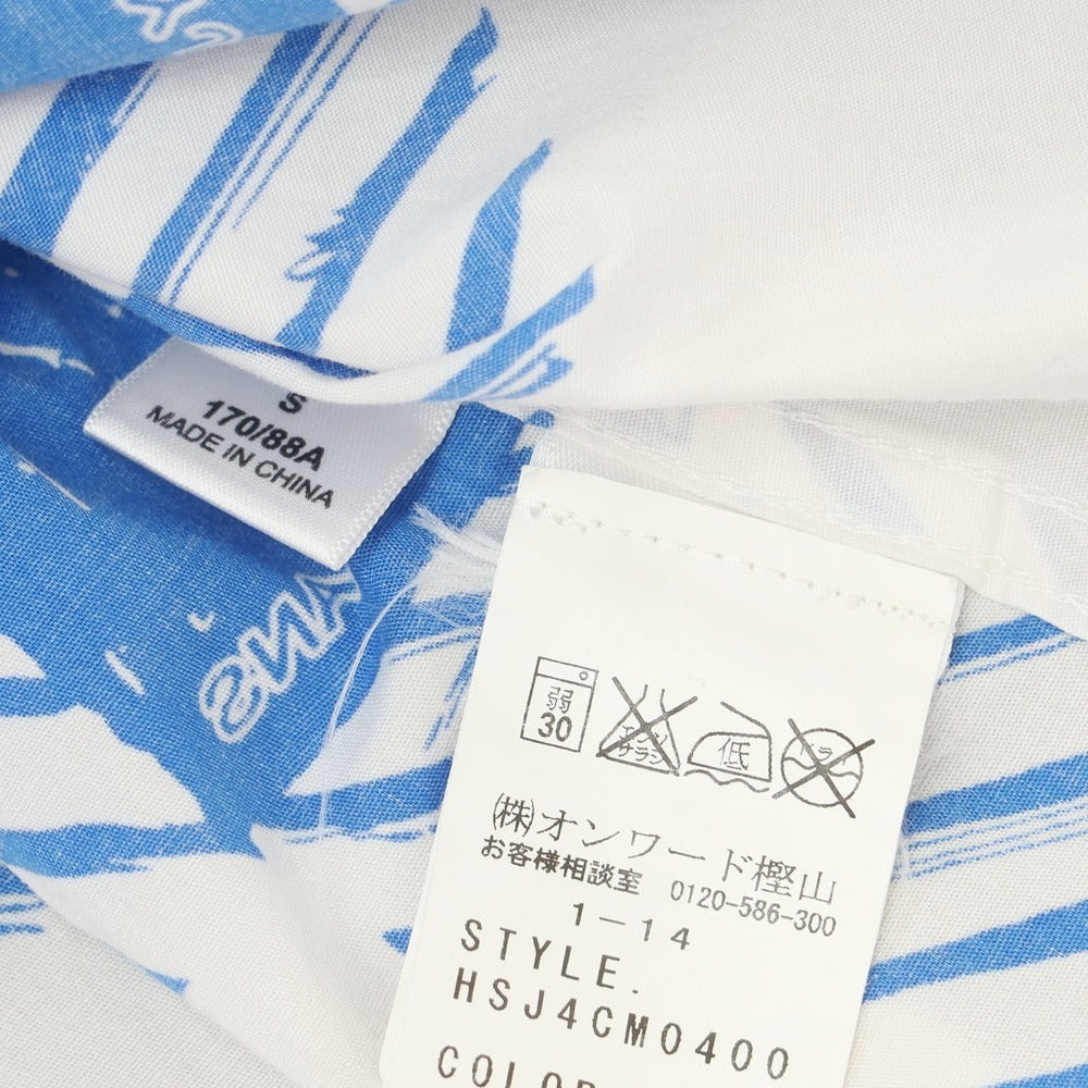【中古】ディーケーエヌワイジーンズ DKNY JEANS ストレッチ コットン 半袖シャツ ホワイトxブルー【 S 】【 状態ランクB 】【 メンズ 】[EPD]