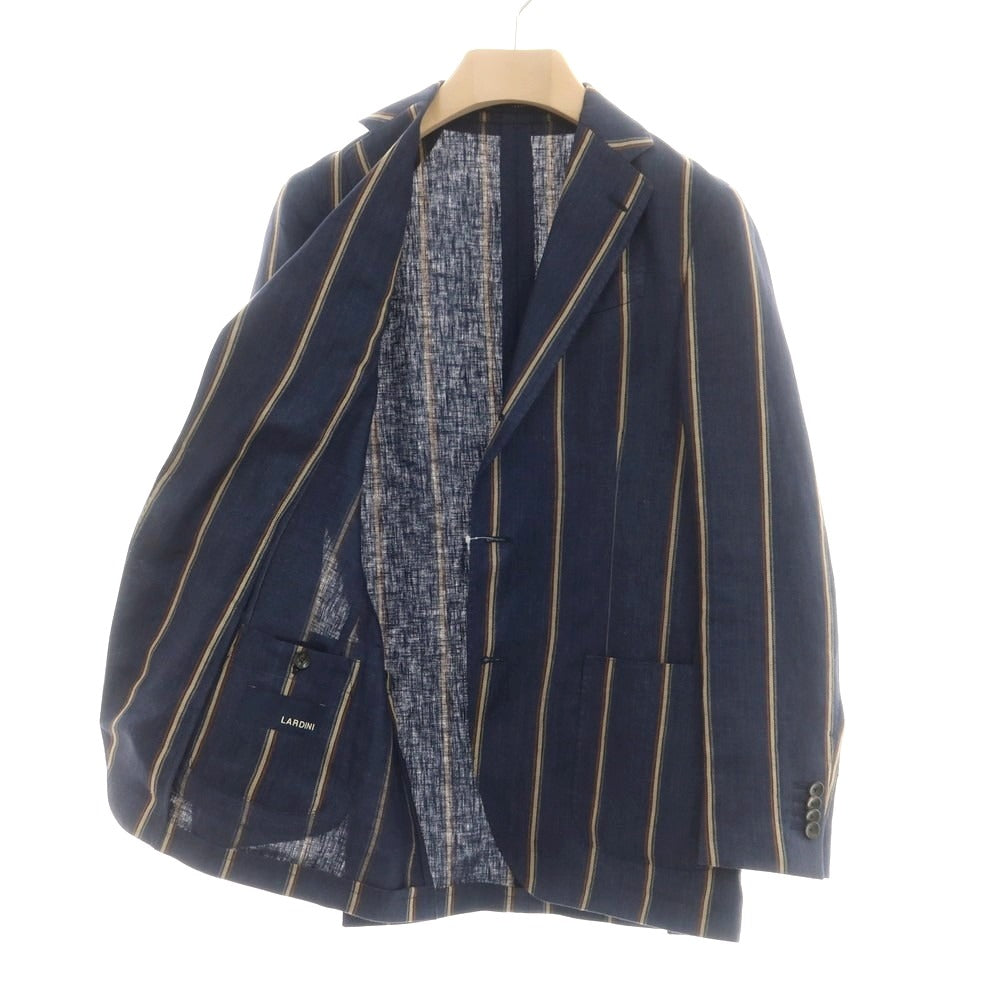 【中古】ラルディーニ LARDINI リネン ストライプ テーラードジャケット ネイビーxベージュ【サイズ44】【 状態ランクB 】【 メンズ 】 [EPD]