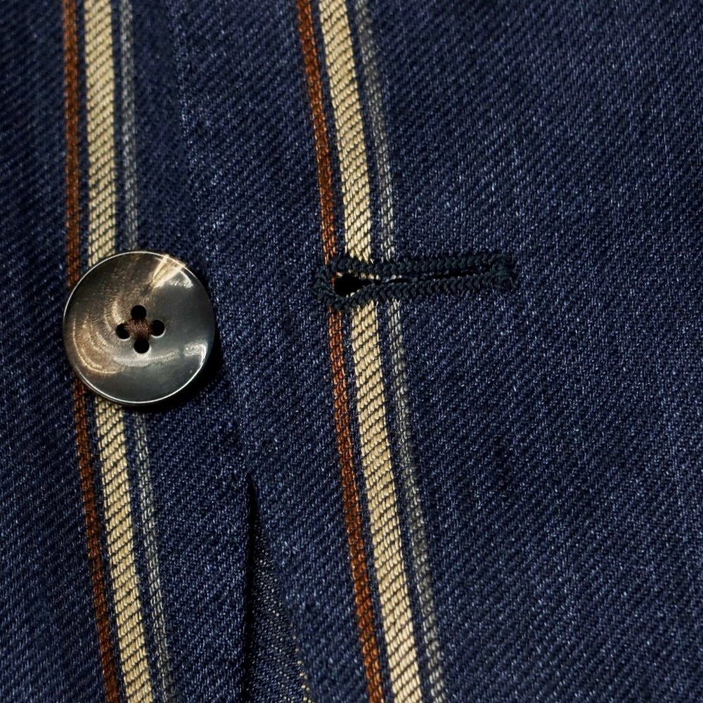 【中古】ラルディーニ LARDINI リネン ストライプ テーラードジャケット ネイビーxベージュ【サイズ44】【 状態ランクB 】【 メンズ 】 [EPD]