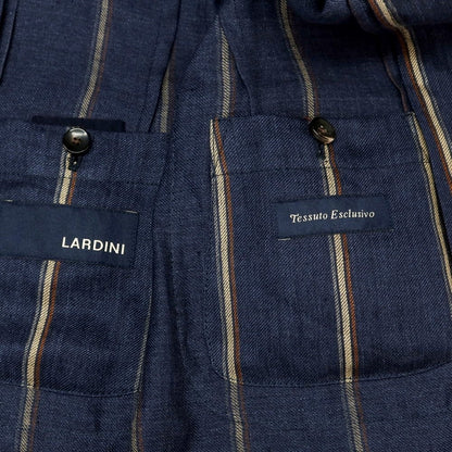 【中古】ラルディーニ LARDINI リネン ストライプ テーラードジャケット ネイビーxベージュ【 44 】【 状態ランクB 】【 メンズ 】