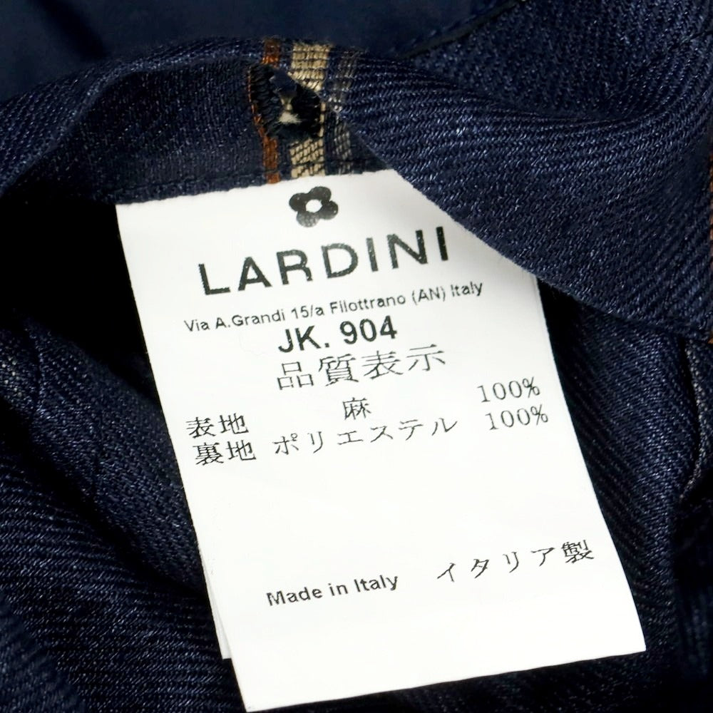 【中古】ラルディーニ LARDINI リネン ストライプ テーラードジャケット ネイビーxベージュ【サイズ44】【 状態ランクB 】【 メンズ 】 [EPD]