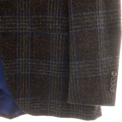 【中古】ビームスエフ BEAMS F ウールシルクリネン チェック 3B テーラードジャケット ブラウンxネイビー【 44 】【 状態ランクB 】【 メンズ 】