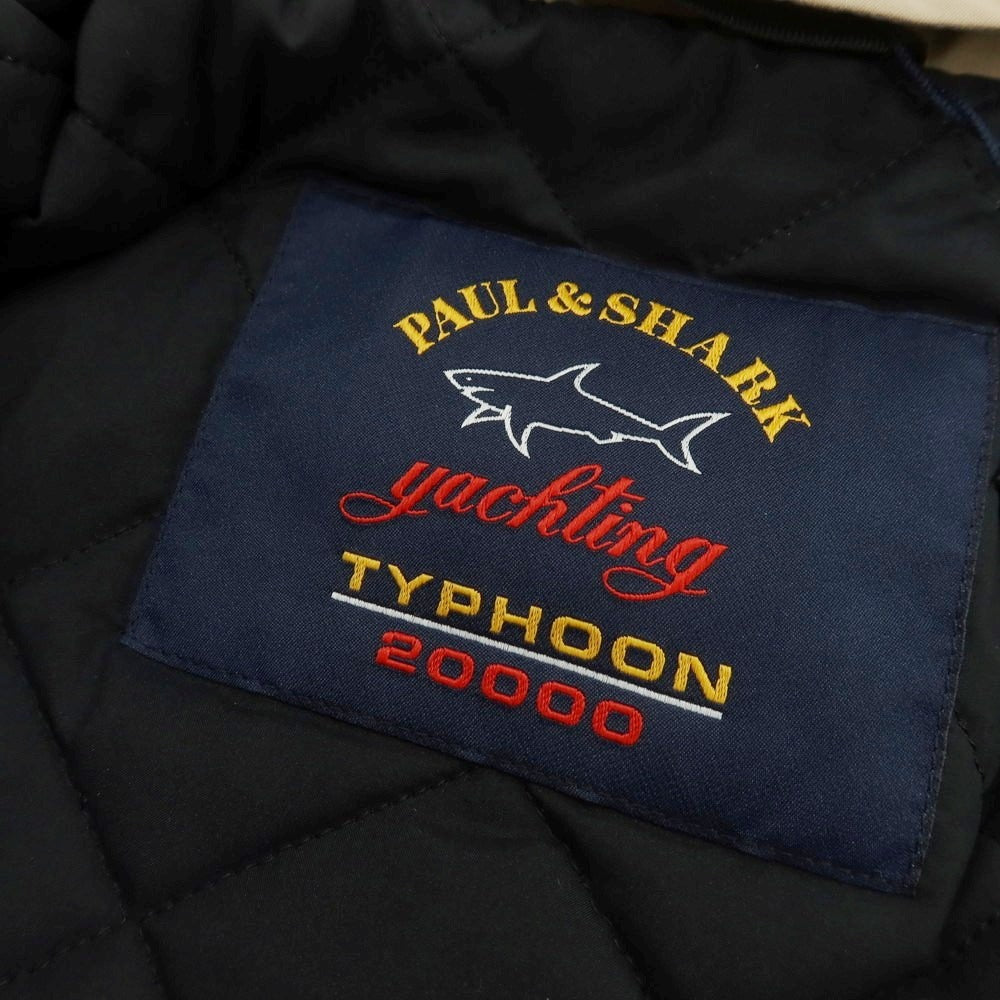 【中古】【未使用】ポールアンドシャーク PAUL&amp;SHARK TYPHOON20000 ポリエステル 中綿 フーデッドコート ダークベージュ【 L 】【 状態ランクS 】【 メンズ 】