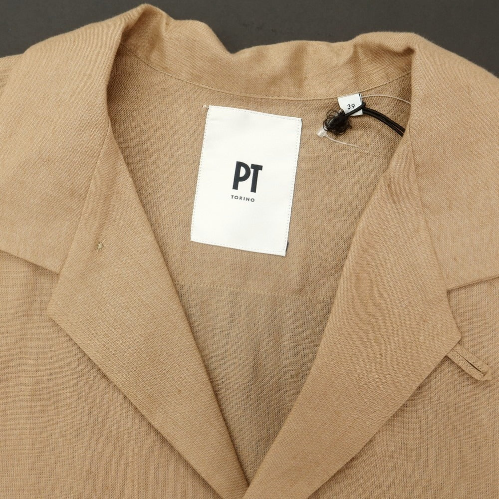 【中古】ピーティートリノ PT TORINO リネン オープンカラー 半袖シャツ ベージュ【 39 】【 状態ランクA 】【 メンズ 】