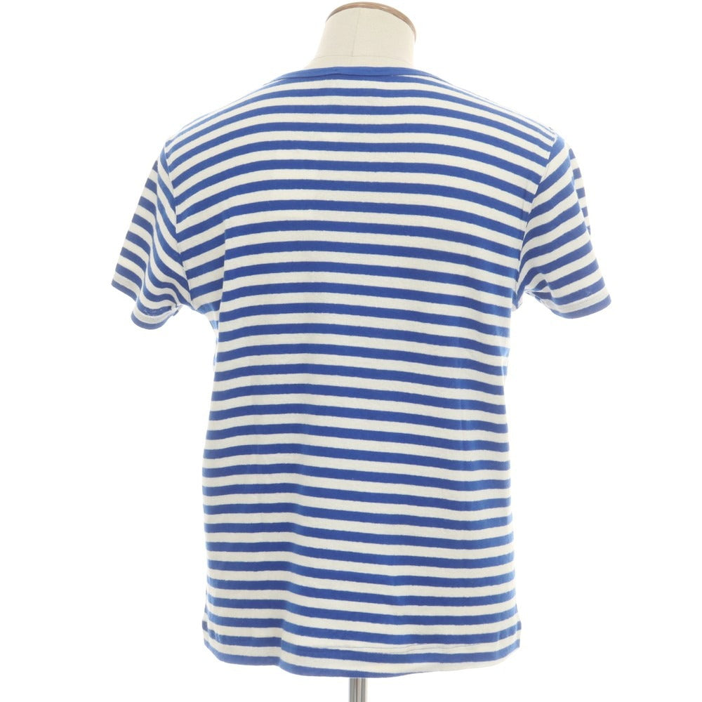 【中古】ルトロワ Letroyes コットン系 ボーダー クルーネック 半袖 ポケットTシャツ ブルーxホワイト【 M 】【 状態ランクA 】【 メンズ 】
