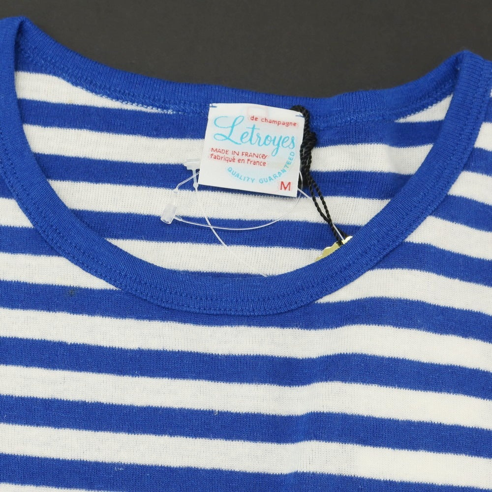 【中古】ルトロワ Letroyes コットン系 ボーダー クルーネック 半袖 ポケットTシャツ ブルーxホワイト【 M 】【 状態ランクA 】【 メンズ 】