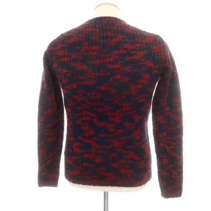 【中古】ロベルトコリーナ ROBERTO COLLINA アクリルアルパカナイロンウール クルーネック プルオーバーニット ネイビーxダークレッド【 44 】【 状態ランクB 】【 メンズ 】