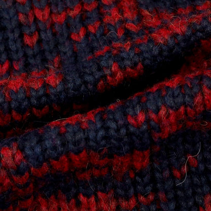 【中古】ロベルトコリーナ ROBERTO COLLINA アクリルアルパカナイロンウール クルーネック プルオーバーニット ネイビーxダークレッド【 44 】【 状態ランクB 】【 メンズ 】