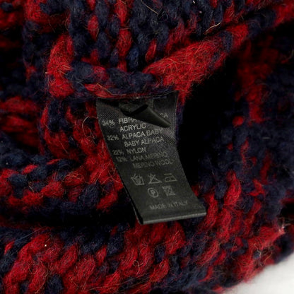 【中古】ロベルトコリーナ ROBERTO COLLINA アクリルアルパカナイロンウール クルーネック プルオーバーニット ネイビーxダークレッド【 44 】【 状態ランクB 】【 メンズ 】