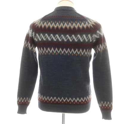 【中古】ロベルトコリーナ ROBERTO COLLINA ウールモヘヤナイロン ノルディック柄 クルーネック プルオーバーニット グレーネイビー【 46 】【 状態ランクB 】【 メンズ 】