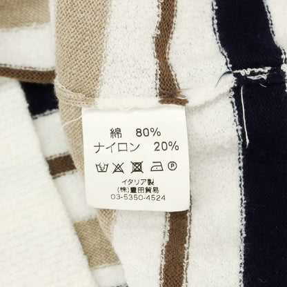 【中古】パニカーレ PANICALE コットンナイロン ボーダー クルーネック プルオーバーニット ホワイトxベージュ【 46 】【 状態ランクC 】【 メンズ 】