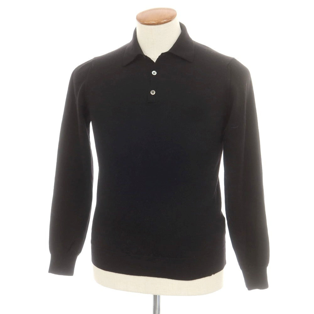 【中古】ビームスエフ BEAMS F ハイゲージ ウール 長袖 ポロニット ブラック【 48 】【 状態ランクC 】【 メンズ 】