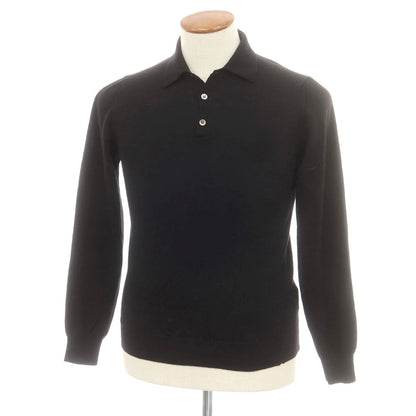 【中古】ビームスエフ BEAMS F ハイゲージ ウール 長袖 ポロニット ブラック【 48 】【 状態ランクC 】【 メンズ 】