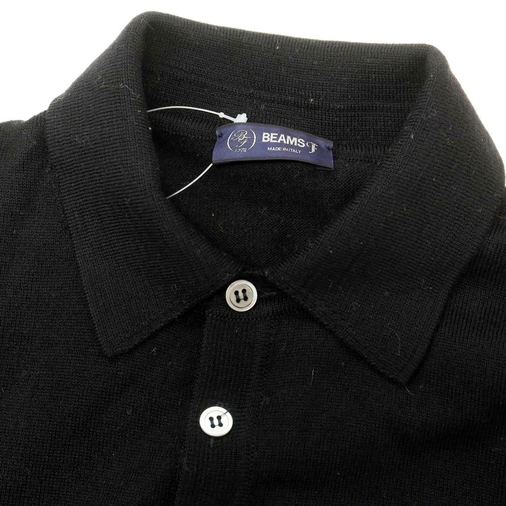 【中古】ビームスエフ BEAMS F ハイゲージ ウール 長袖 ポロニット ブラック【 48 】【 状態ランクC 】【 メンズ 】