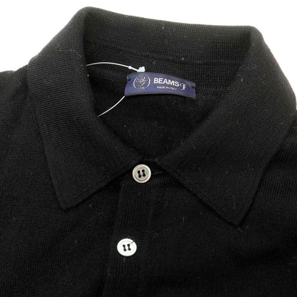 【中古】ビームスエフ BEAMS F ハイゲージ ウール 長袖 ポロニット ブラック【 48 】【 状態ランクC 】【 メンズ 】