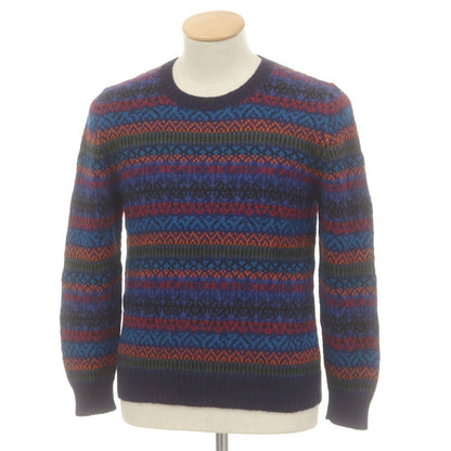 【中古】ラファモリーナ RAffa MOLINA アルパカ クルーネック プルオーバーニット ネイビーxマルチカラー【 S 】【 状態ランクB 】【 メンズ 】