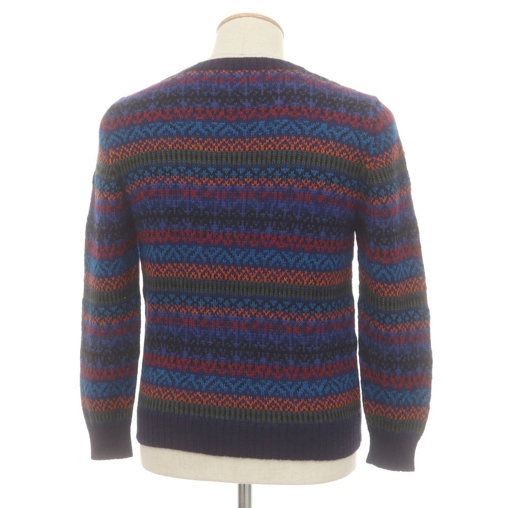 【中古】ラファモリーナ RAffa MOLINA アルパカ クルーネック プルオーバーニット ネイビーxマルチカラー【 S 】【 状態ランクB 】【 メンズ 】