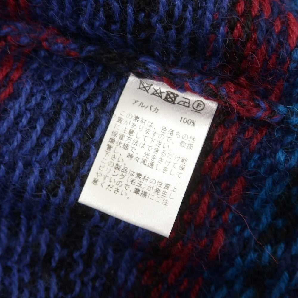 【中古】ラファモリーナ RAffa MOLINA アルパカ クルーネック プルオーバーニット ネイビーxマルチカラー【 S 】【 状態ランクB 】【 メンズ 】