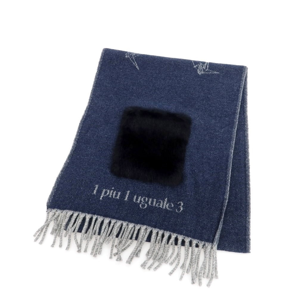 【中古】ウノピュウノウグァーレトレ 1piu1uguale3 カシミヤ マフラー ネイビー【 状態ランクA 】【 メンズ 】