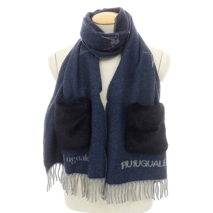 【中古】ウノピュウノウグァーレトレ 1piu1uguale3 カシミヤ マフラー ネイビー【 状態ランクA 】【 メンズ 】