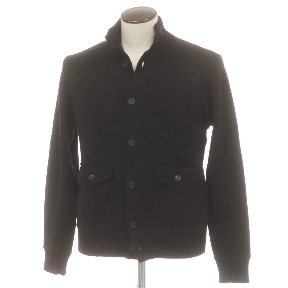 【中古】マガジーノ リカンビ MAGAZZINO RICAMBI ウールアクリル スタンドカラー カーディガン ブラック【 50 】【 状態ランクB 】【 メンズ 】