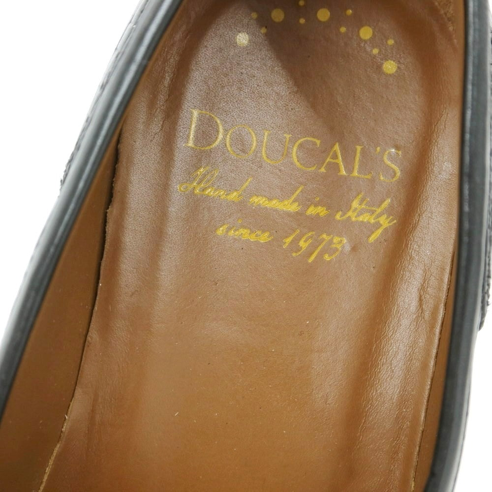 【中古】デュカルス DOUCALS イントレチャート型押し ローファー ブラック【 38 】【 状態ランクB 】【 メンズ 】