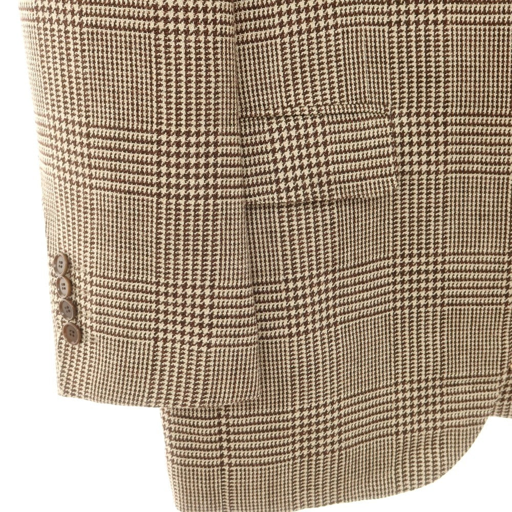 【中古】アタイア ATTIRE シルクリネンウール チェック 2B テーラードジャケット ベージュxブラウン【 46 】【 状態ランクC 】【 メンズ 】