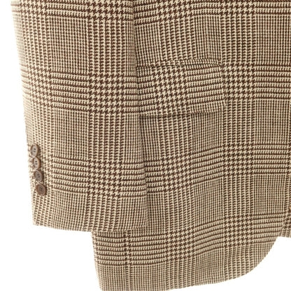 【中古】アタイア ATTIRE シルクリネンウール チェック 2B テーラードジャケット ベージュxブラウン【 46 】【 状態ランクC 】【 メンズ 】