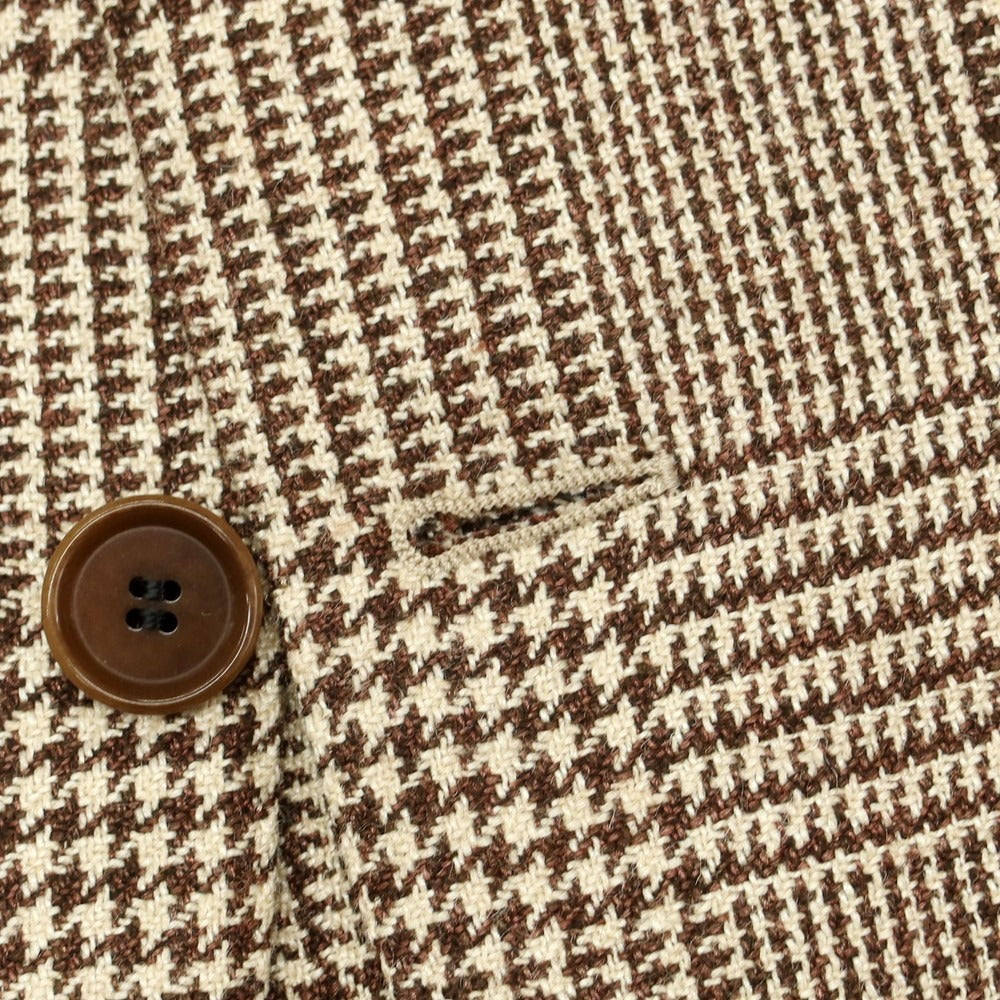 【中古】アタイア ATTIRE シルクリネンウール チェック 2B テーラードジャケット ベージュxブラウン【 46 】【 状態ランクC 】【 メンズ 】