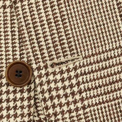 【中古】アタイア ATTIRE シルクリネンウール チェック 2B テーラードジャケット ベージュxブラウン【 46 】【 状態ランクC 】【 メンズ 】