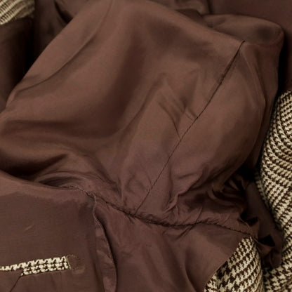 【中古】アタイア ATTIRE シルクリネンウール チェック 2B テーラードジャケット ベージュxブラウン【 46 】【 状態ランクC 】【 メンズ 】