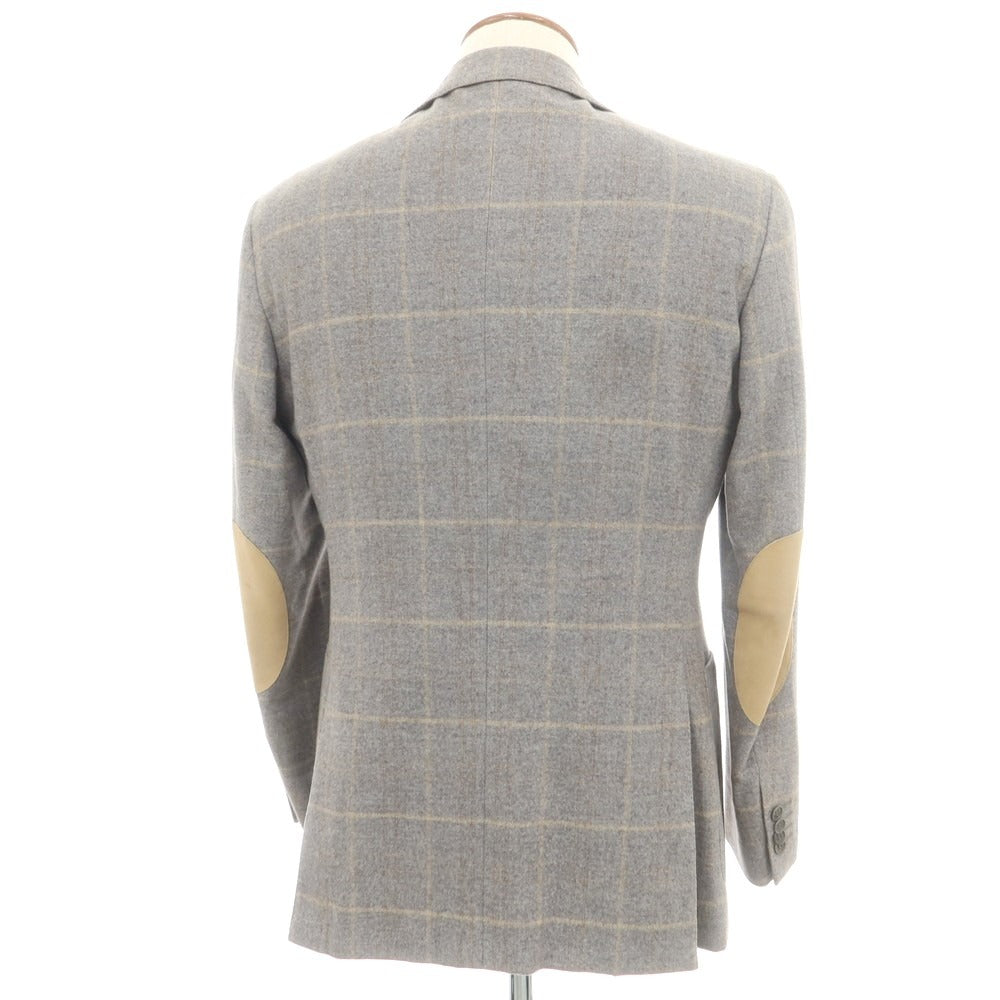 【中古】スクデリ SCUDERI コットンウールカシミヤ チェック 2B テーラードジャケット グレー【 48 】【 状態ランクC 】【 メンズ 】
