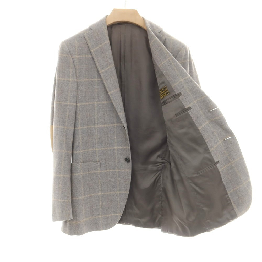 【中古】スクデリ SCUDERI コットンウールカシミヤ チェック 2B テーラードジャケット グレー【 48 】【 状態ランクC 】【 メンズ 】