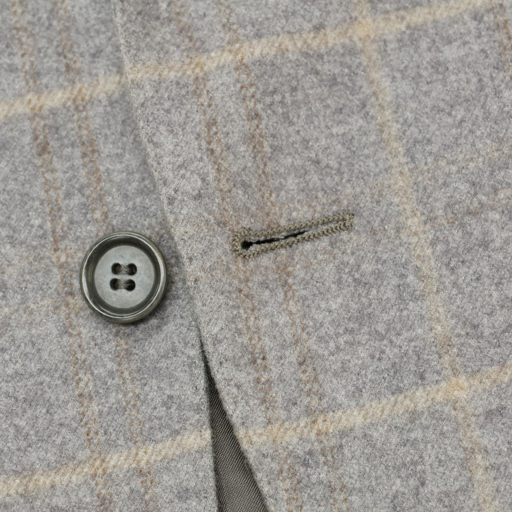 【中古】スクデリ SCUDERI コットンウールカシミヤ チェック 2B テーラードジャケット グレー【 48 】【 状態ランクC 】【 メンズ 】