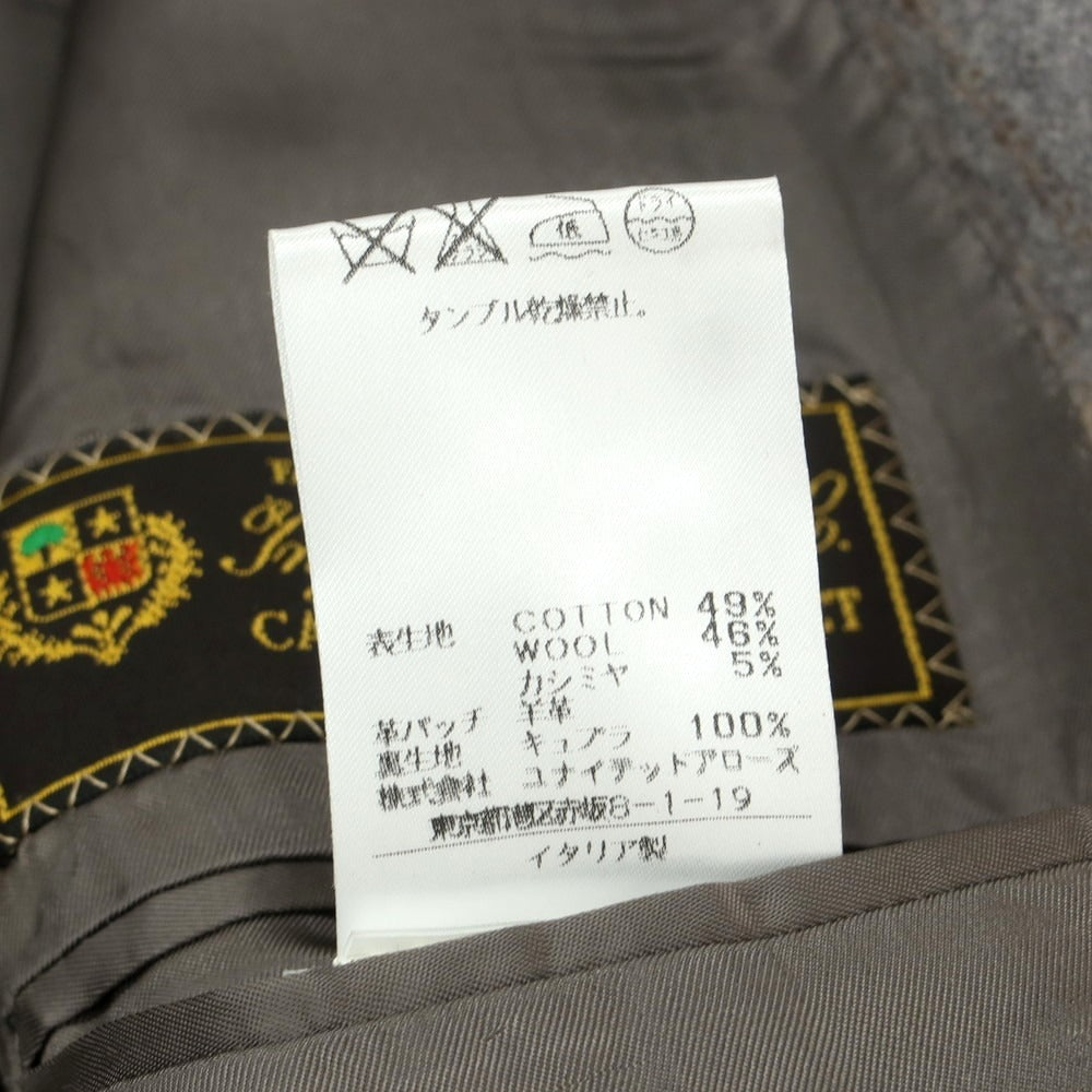 【中古】スクデリ SCUDERI コットンウールカシミヤ チェック 2B テーラードジャケット グレー【 48 】【 状態ランクC 】【 メンズ 】