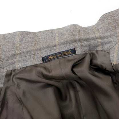 【中古】スクデリ SCUDERI コットンウールカシミヤ チェック 2B テーラードジャケット グレー【 48 】【 状態ランクC 】【 メンズ 】