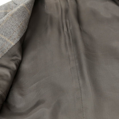 【中古】スクデリ SCUDERI コットンウールカシミヤ チェック 2B テーラードジャケット グレー【 48 】【 状態ランクC 】【 メンズ 】