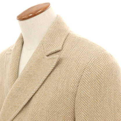 【中古】ティージャケット T-JACKET ウールナイロン ヘリンボーン織り ダブル6B カジュアルジャケット ベージュxホワイト【 M 】【 状態ランクB 】【 メンズ 】