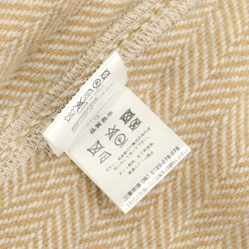 【中古】ティージャケット T-JACKET ウールナイロン ヘリンボーン織り ダブル6B カジュアルジャケット ベージュxホワイト【 M 】【 状態ランクB 】【 メンズ 】