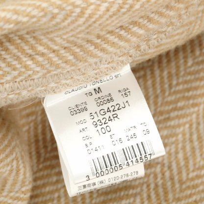 【中古】ティージャケット T-JACKET ウールナイロン ヘリンボーン織り ダブル6B カジュアルジャケット ベージュxホワイト【 M 】【 状態ランクB 】【 メンズ 】