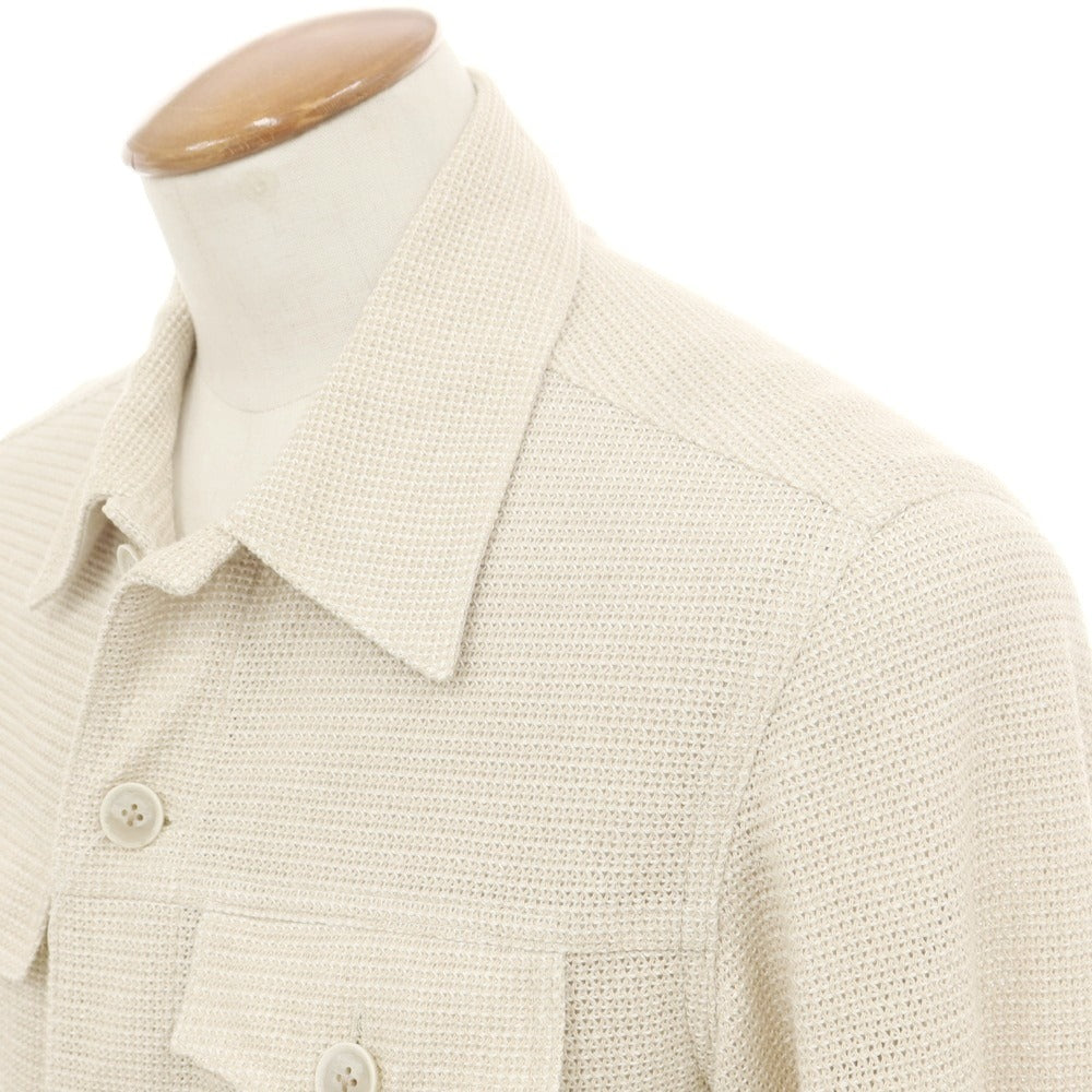 【中古】エレント リングヂャケット elento RING JACKET リネンシルク トラッカージャケット ベージュxホワイト【 L 】【 状態ランクB 】【 メンズ 】