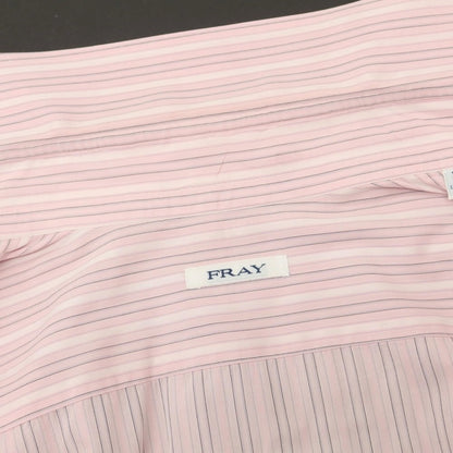 【中古】フライ FRAY コットン ストライプ ダブルカフス ワイドカラー ドレスシャツ ピンクxホワイト【 40 】【 状態ランクB 】【 メンズ 】
