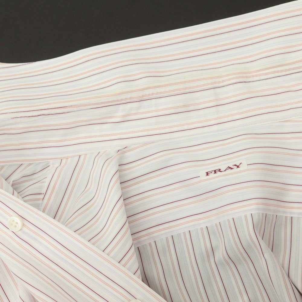 【中古】フライ FRAY コットン ストライプ セミワイドカラー ドレスシャツ ホワイトxピンク【 39 】【 状態ランクC 】【 メンズ 】