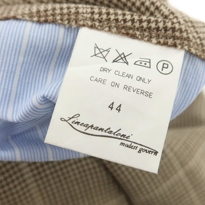 【中古】リネア パンタローニ Linea Pantaloni ウール ハウンドトゥースチェック カーゴスラックスパンツ ベージュxブラウン【 44 】【 状態ランクC 】【 メンズ 】